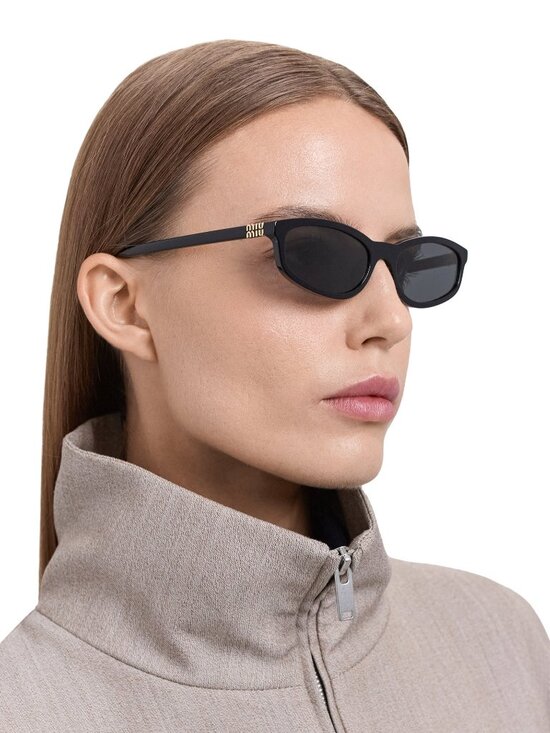 Miu Miu Women Sunglasses Black Grey Rectangle MUA06S 16K08Z NEW AUTHENTIC main image 7